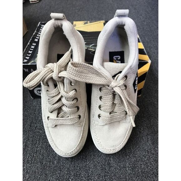 CAT Womens 8.5 M Caterpillar Walking Machines Shoes Ivory Lace Up Suede Boulder - Picture 1 of 8